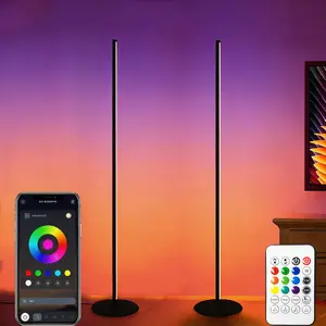 Rroetxi RGBIC Corner Floor Lamp – Smart Bright LED Tall Lamp with App & Remote Control, Color Changing with Music Mode & Timer, Perfect for Living Room, Bedroom & Parties