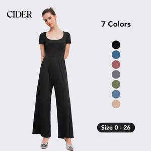 Cider Scoop Neckline Short Sleeve Wide Leg Jumpsuit