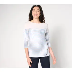 Cuddl Duds Cottonwear+ Striped Tee