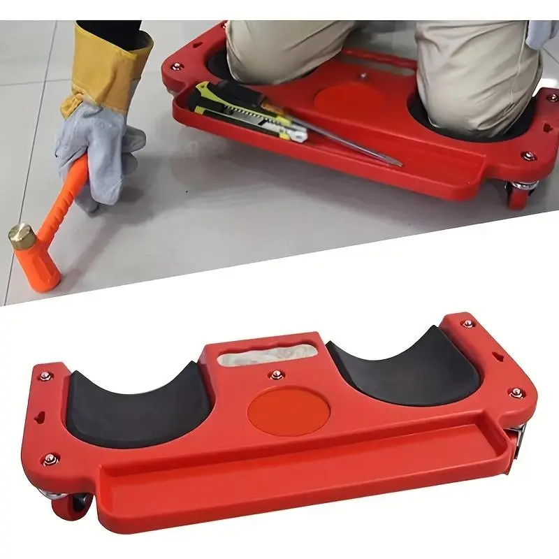 Rolling Knee Pad Platform with Wheels, Abs Material, Multi-Functional Tool Tray, Comfortable Cushioned Kneeling Mat for Mechanics, Car Repair