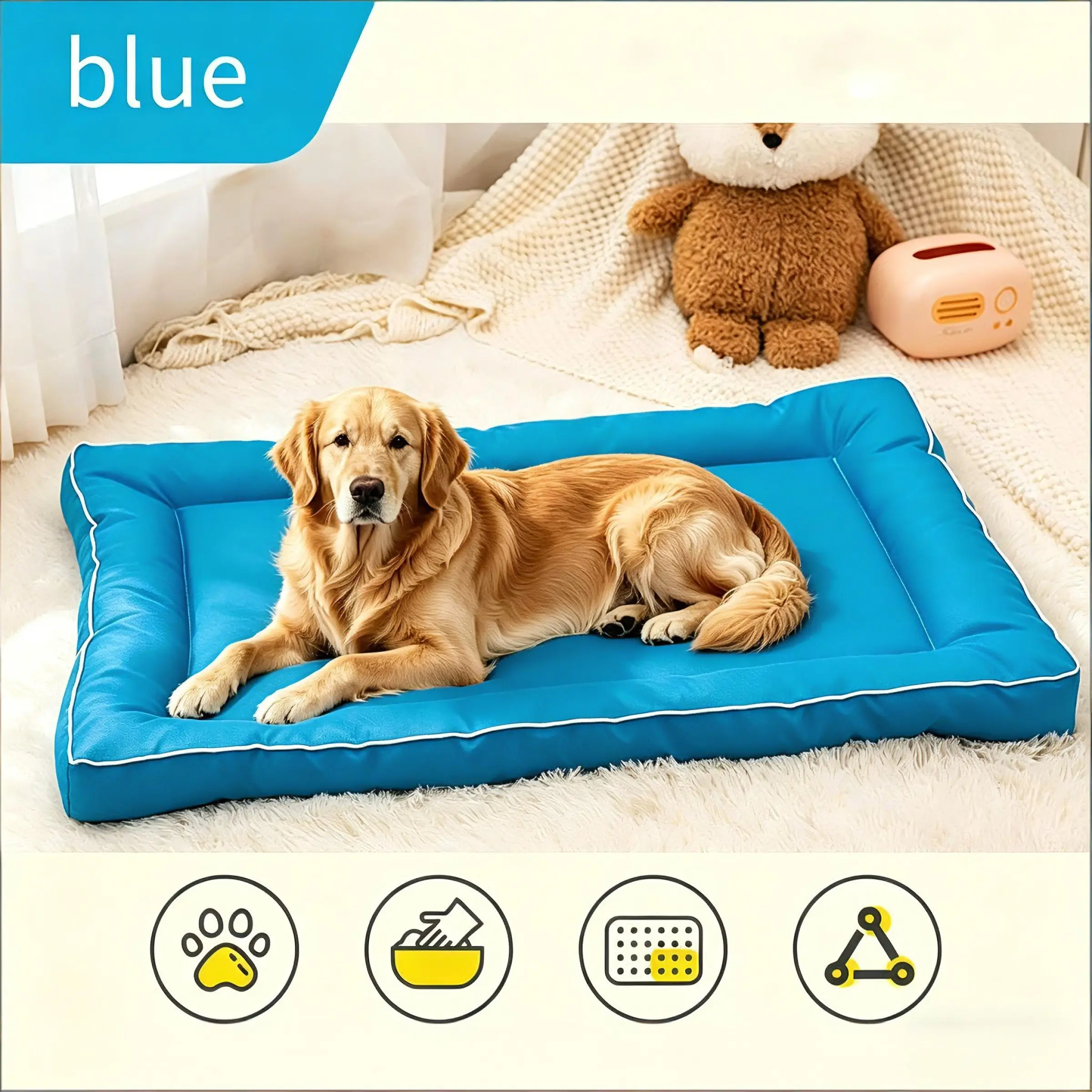 Seasonal Pet Sleep Pad Mats, Waterproof Moisture-Proof Deep Sleep, 4D High Resilience Memory Foam, Durable Easy Clean Pet Bed for Cats Dogs, Shaped Beds Home, Puppy Bed