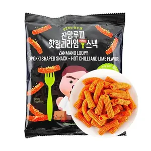 ZANMANG LOOPY Korean Spicy Chili Lime Tteokbokki Snack 80g - Authentic Korean Rice Cakes with Free Loopy Sticker