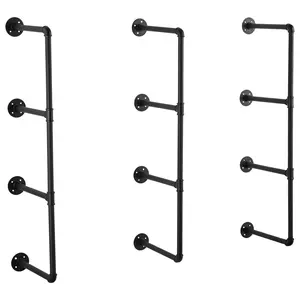 VEVOR Industrial Pipe Shelf 4 Tier 3PCS 11.8in W Wall-Mount Planks NOT Included