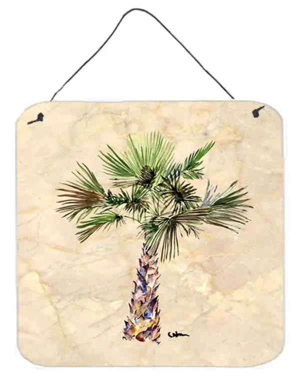 Aluminium Palm Tree Art Print - Wall/Door Hangable Decor for Home, Front Door, Colorful Art Accent, 6X6 In