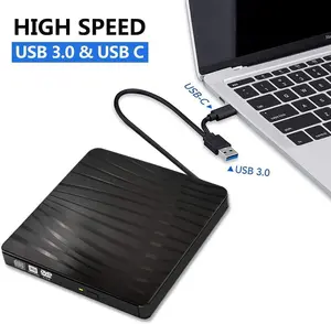 USB 3.0 & Type-C DVD Player - Portable CD/DVD Burner - External DVD Drive for Laptop & Desktop PC, Compatible with Windows XP/7/8/10/Vista, Optical Drive, High Speed Transfer