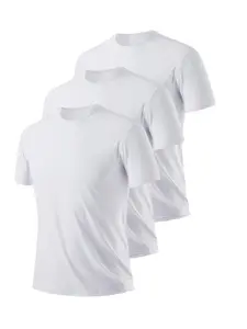 3 Pack Ultra Lightweight Men's Crew Neck T-Shirts, Athletic Tops, Quick Dry Activewear Breathable Sweat-Absorbing Shirts for Gym Running, Comfortable Sporty Fit for All Seasons, Athletic Workout Clothing