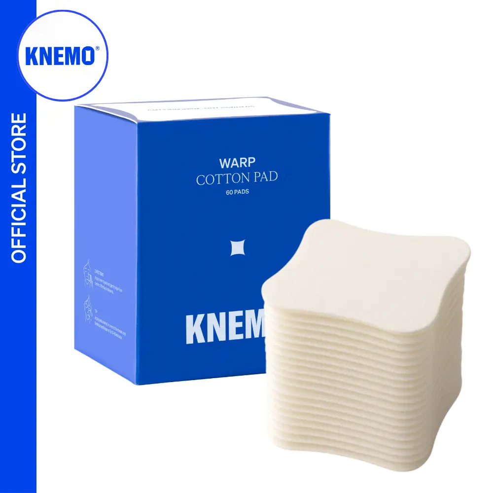 KNEMO Warp Cotton Pads, 3-Layered Natural Cellulose for Sensitive Skin, Holds 18x its Weight for Toner Masking & Cleansing, 60 Count, Cleansing Pads, Disposable Facial Towel