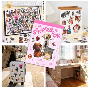 Cute Pet Sticker Book – 350+ Pcs Stickers, Waterproof Vinyl, Cat & Dog Aesthetic Stickers for Scrapbooking, Journaling, DIY Crafts, Kawaii Planner Stickers ,