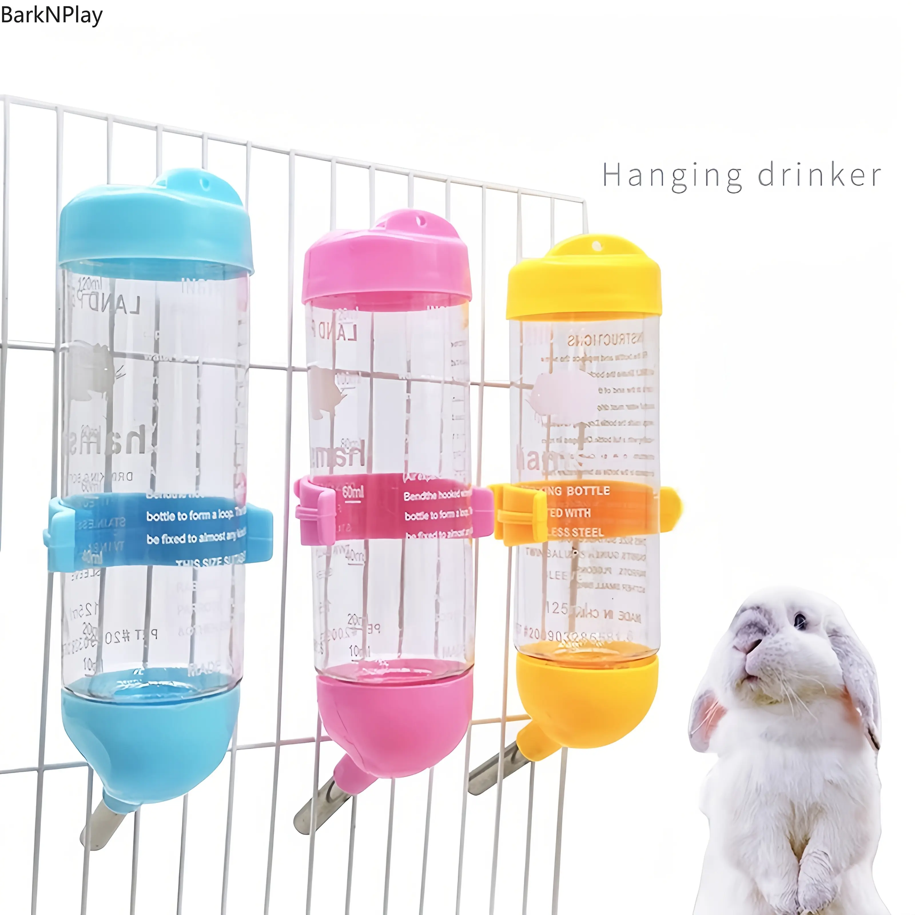 2 Pack 125ml Hanging Water Bottle, Automatic Leak-Proof Dispenser for Hamsters and Rabbits, Made with ABS Plastic & Stainless Steel, Hamsters/Rabbits, Automatic Fill