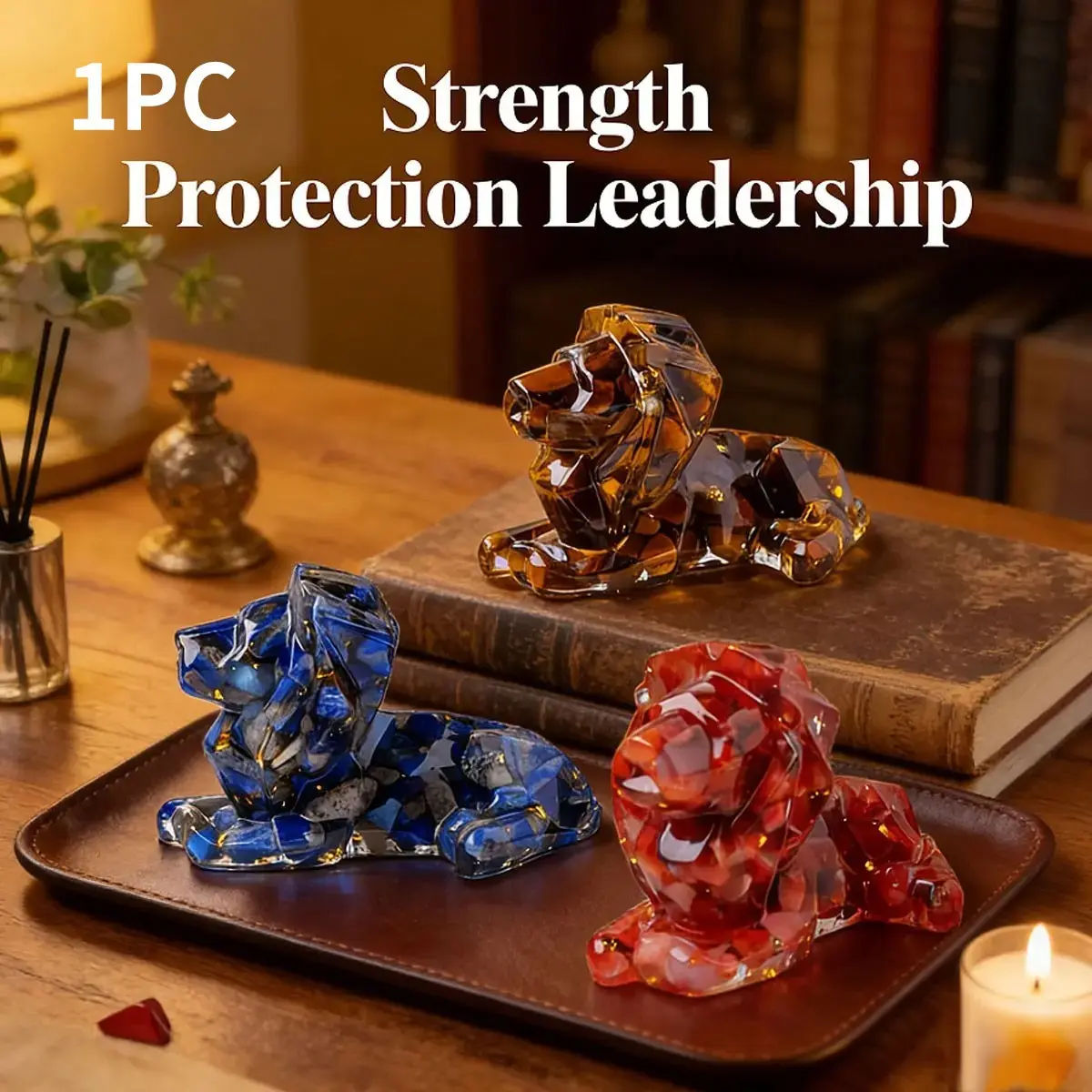 Handcrafted Natural Crystal Resin Lion Figurine, Spiritual Animal Ornament for Home Decor, Crystal Decorative Ornaments, Perfect Christmas & Thanksgiving Gift, Crystal Carving
