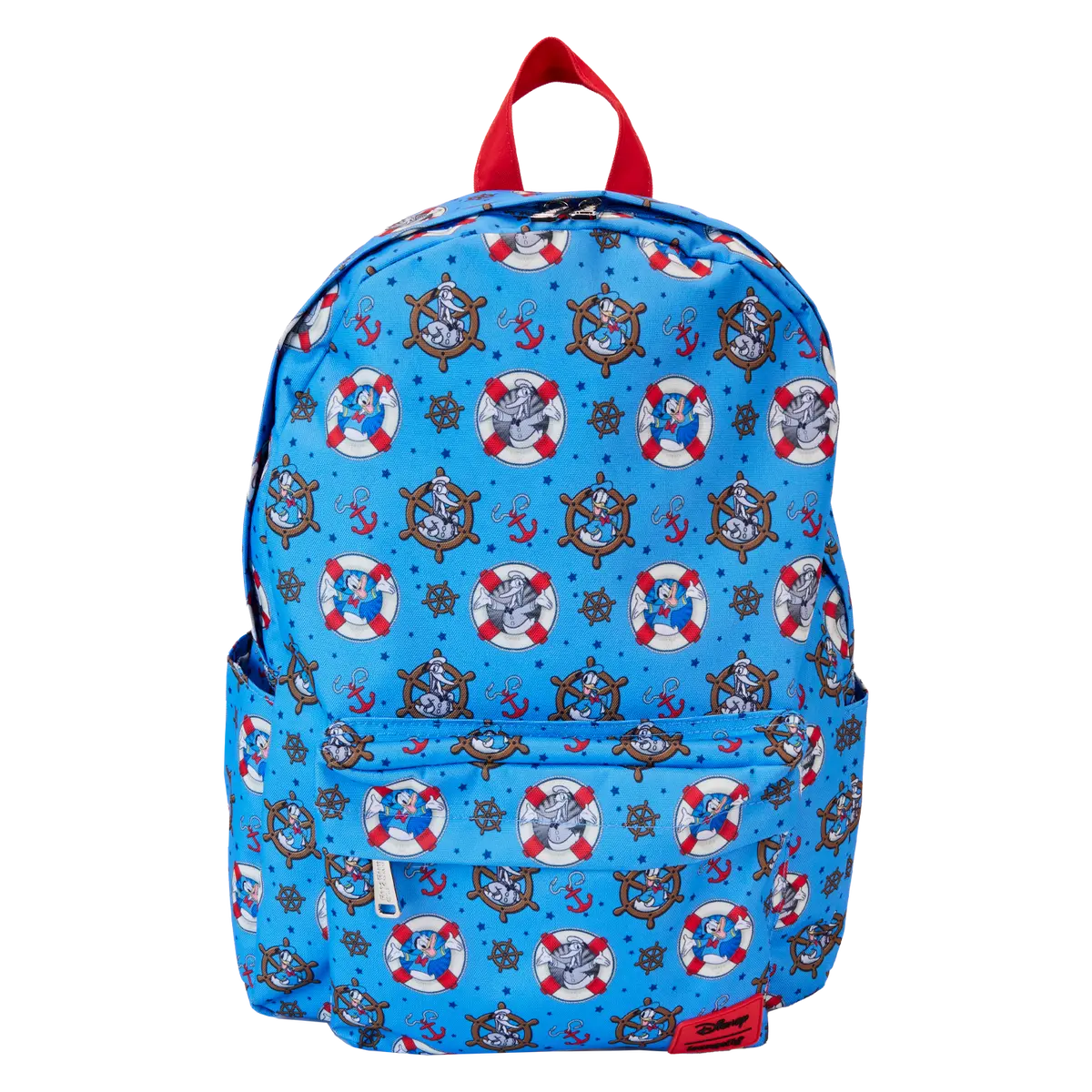 Full-Size Nylon Backpack Bag, Donald Duck 90th Anniversary All-Over Nautical Print with Padded Adjustable Straps, Backpack Bags