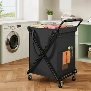 【Sturdy & Smooth】Raybee 170L/45 Gallons Laundry Basket With Wheels & Laundry Detergent Pocket,Extra Large Laundry Hamper for Home&Laundryroom,EZ move 100+ Clothes in 1 Trip!Washable BAG,No Sweat odors