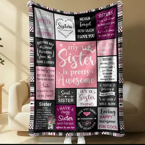 Warm Words Art Print Blanket, Slogan Print Blanket, Soft Comfortable Home Office Throw, Ideal for Air-Conditioned Rooms & Nap Time, Elevates Bedroom Decor