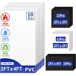 PVC Smooth Drop Ceiling Tiles 2ft x 4ft - , Fire-Rated, Washable, Drop in Installation - No Rot, No Sag, 10-Pack Cover 80 Sq. Ft, White