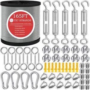 Steel ,1/8" Stainless Steel ,165FT Wire Rope,M5 Turnbuckle for  Wire, 1/8" Wire Rope Kit,Garden Wire,1/8" Aircraft ,Picture Hanging Wire,Clothesline WireQuesear