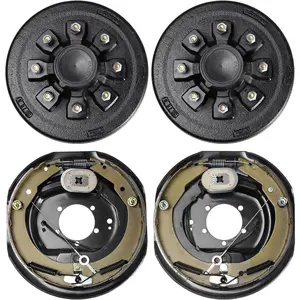 VEVOR Trailer Hub Drum Kits 8 on 6.5" B.C. with 12" x 2" Electric Brakes, Self-Adjusting Trailer Brake Assembly for 7000 lbs Axle, 5-Hole Mounting, Backing Plates for Brake System Part Replacement