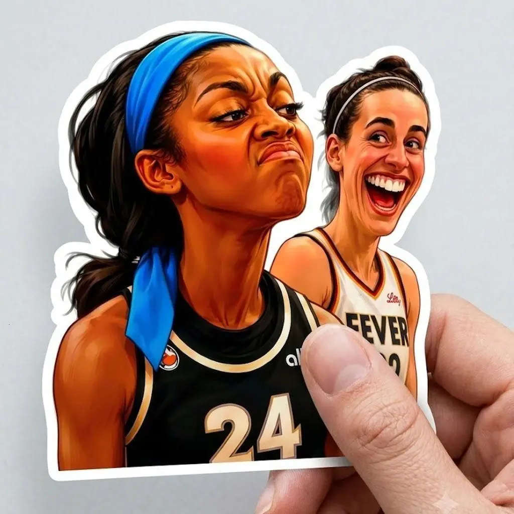 Caitlin Clark & Angel Reese Meme Funny Sticker
