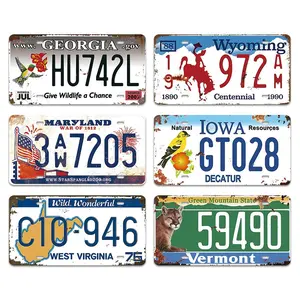 6pcs Vintage US State License Plates Metal Wall Decor - Decorative Signs & Plaques Vintage Tin Signs for Man Cave, Garage, Bar, Home - 6x12 in (15x30 cm) - Metal Wall Art Decor Home Decor Products
