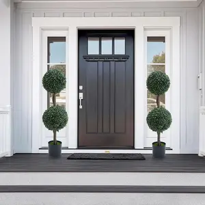 Gaomon 35in Artificial Boxwood Topiary Ball Tree Set of 2, Fake Decorative Boxwoods with Nursery Pot, Plastic Outdoor Decoration for Home Balcony or Backyard