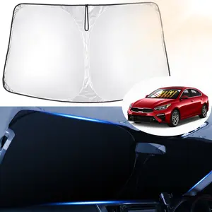 Canvcle Windshield Sun Shade for Kia Forte 2019-2024 Foldable Sun Visor Protector with 240T Reflective Fabric Blocks 99% UV Rays Keeps Car Cooler Custom Fit Easy Installation