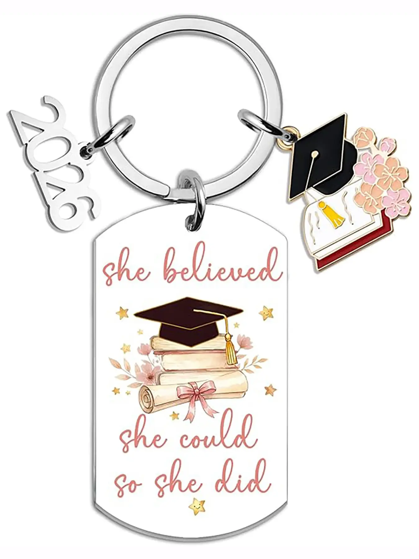 Graduation Keychain 2026, Cute Cartoon Character Design, High School & College Grad Gift for Her, Inspirational Keyring, Keychain Jewelry, Cute Keychains