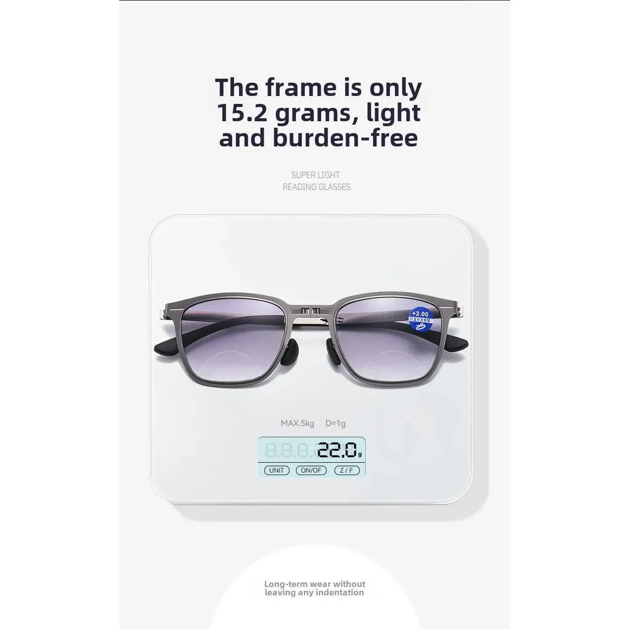 Fashion Metal Folding Bifocal Reading Glasses - Anti-Blue Light, Progressive Lenses for Near and Far Vision
