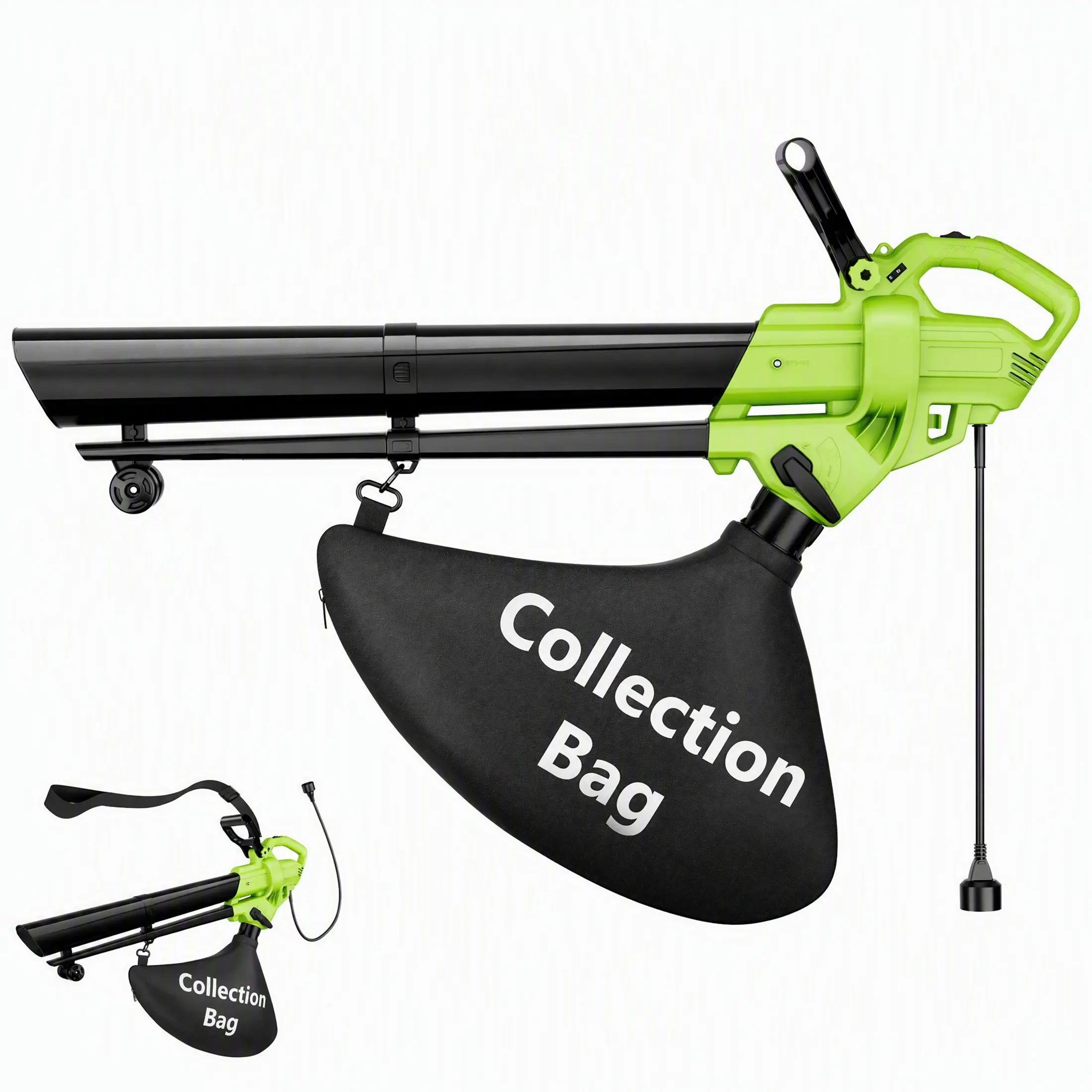 Sweetcrispy 3-in-1 Lightweight Electric Leaf Blower-Vacuum & Mulcher with 3-in-1 Mode, 500 CFM Flow, 167 MPH Airflow, 15:1 Mulch Ratio, Ideal for Lawn & Yard Cleaning
