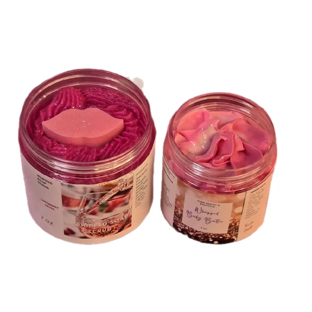 Loveberry Crush Body Care Gift Set with Whipped Body Butter & Exfoliating Sugar Scrub, Hydrating & Cleansing Coconut Formula, 2-Piece Multi-Pack for Smooth Skin, All Skin Types, Exfoliate, Scent, Eczema, Handmade, Valentine's Day