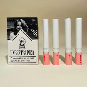 4 Matte Cigarette Design Package Lipstick, All-in-one Set,Long lasting protection without removing makeup
