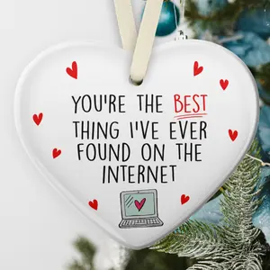 Christmas Couple Ornament, New Couple Ornaments, Online Dating Ornament, Christmas Ornaments for Girlfriend, Boyfriend Christmas Gift, Couple Online Ornament, Funny Xmas Decorations, Ceramic Keepsakes