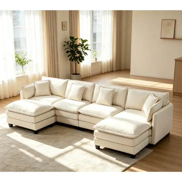 GAVREEN Modular Sectional Sofa with Ottoman, 78" ‑ 150" L/U‑Shaped 2‑6 Seater Cloud Couch, Modern Deep Seat Upholstered Sofa, SohoChic Cozy Lounge for Living Room