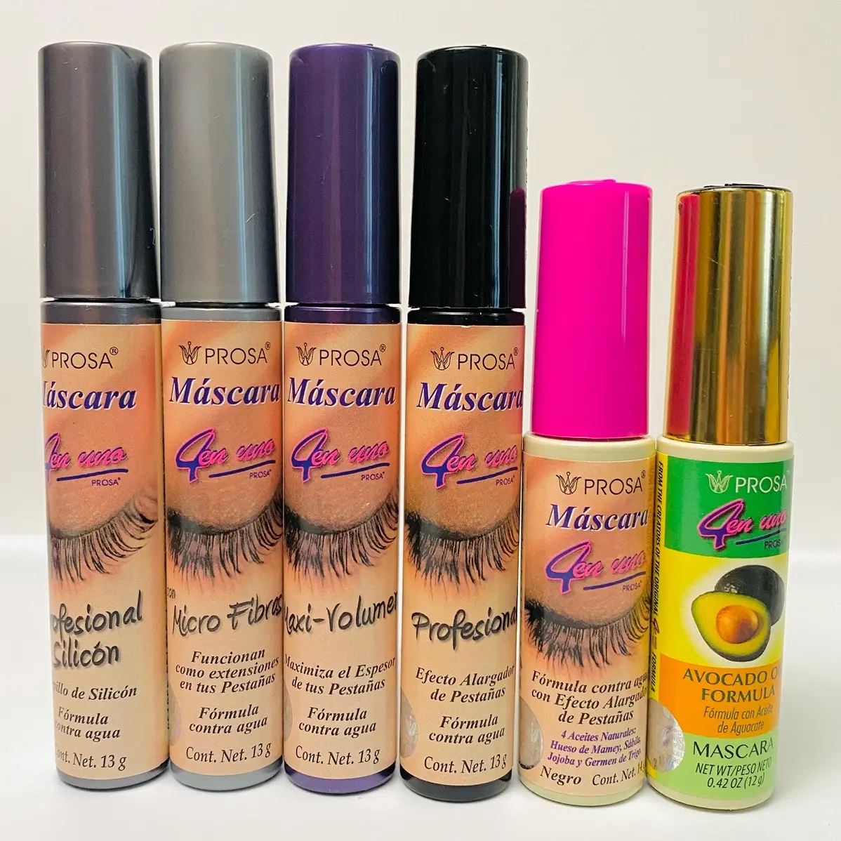 Mascara Trio Set with Avocado & Natural Oils - Volumizing & Lengthening Eyelash Cosmetic with Silicone Brush, Waterproof Black Formula, Water-Resistant