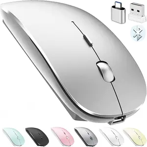 F-MUW07  Bluetooth Wireless Mouse for Laptop mac MacBook ipad MacBook air MacBook pro pc Desktop Computer Windows Chromebook Notebook (Silver)