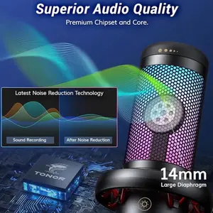 TONOR TC310+ Gaming Microphone Set with Boom Arm USB Condenser Mic for PC Stand RGB Lighting Quick Mute Volume Control for Twitch Discord