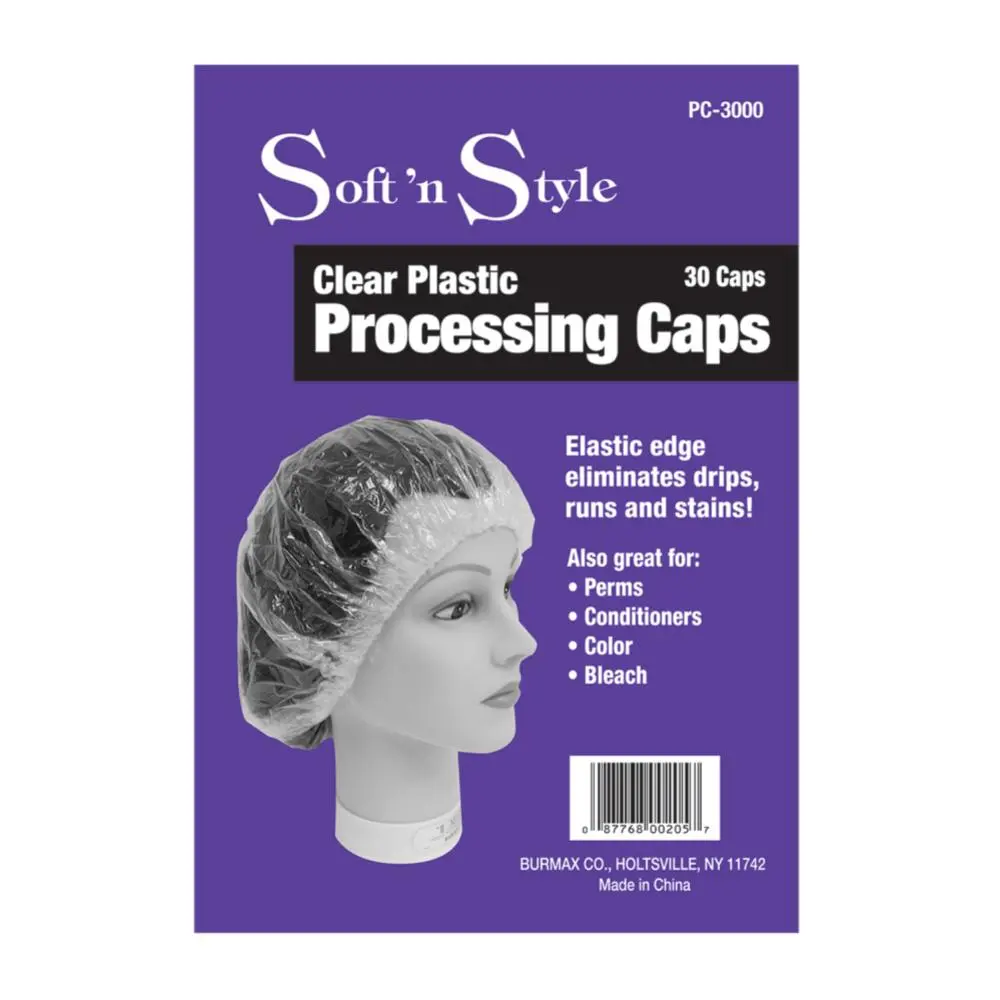 Soft 'N Style XL Plastic Processing Shower Caps, Elastic Edge, Full Cover Design, 30/100 Pcs, Bathroom Home Supplies