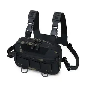 Men's Tactical Fishing Vest Backpack, Waterproof Molle Nylon Bag with Adjustable Straps & Large Main Pocket for Climbing, Camping