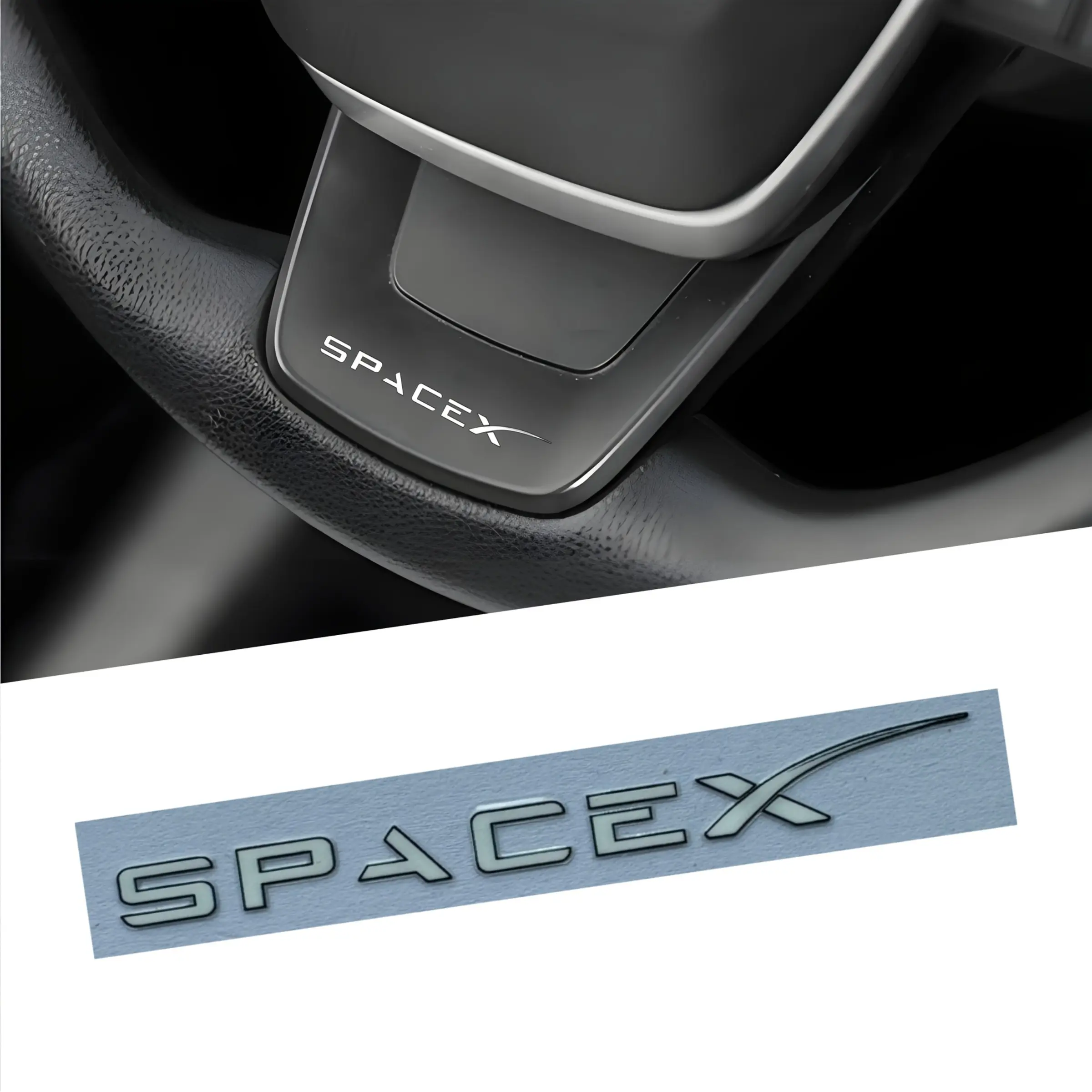 2PCS Car Stickers Car Decals Automobile Decals Space X Car Logo Badge Decoration Sticker Car Decorative Sticker Vehicle Exterior Decoration Automotive Decoration for Tesla Model 3 X Y S Car Accessories