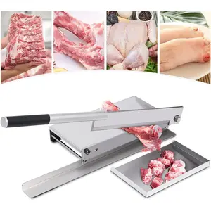 Commercial Manual Bone Cutter Slicer Stainless Steel Meat Cutting Machine with Food Spatula Bone Saw for Cutting Beef Pork Ribs Bones Lamb Chops Chicken,15x7.9x2.4in Kitchen Accessories Durable Utensils Set