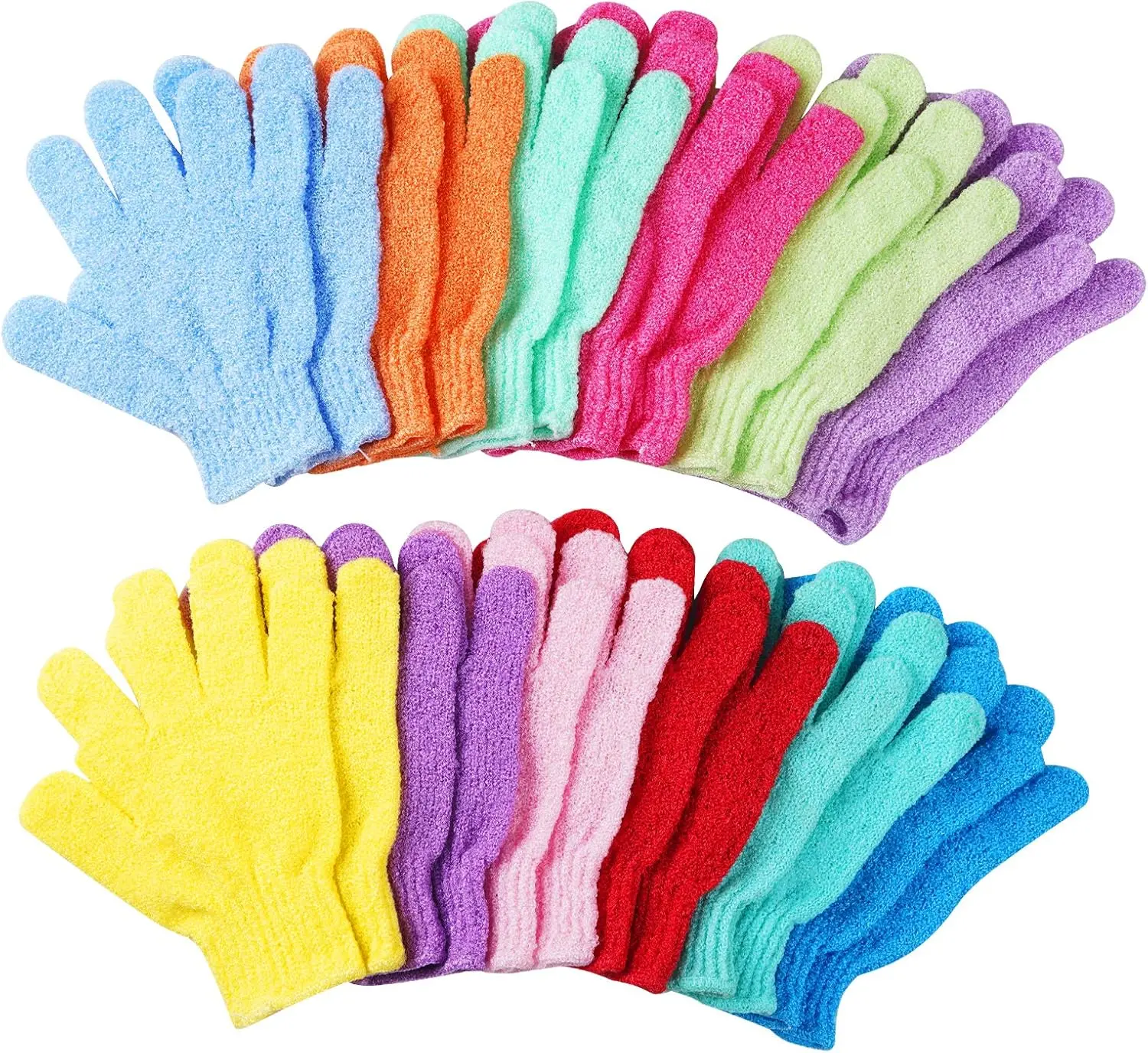 24 pcs Exfoliating Shower Gloves,Double Sided Bath Gloves Deep Clean Dead Skin for Spa Massage Beauty Skin Shower Body Scrubber Bathing Accessories.-12 Multi-Colors
