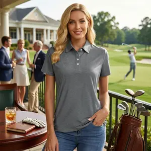 Women's Short Sleeve Polo Shirts - Quick Dry 4-Button Collared Golf Tennis Workout Tops for Running Work Casual Wear Comfortable Breathable Activewear