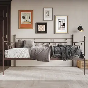 Favorer Aine Daybed With Full Slatted, Brown/White/Black