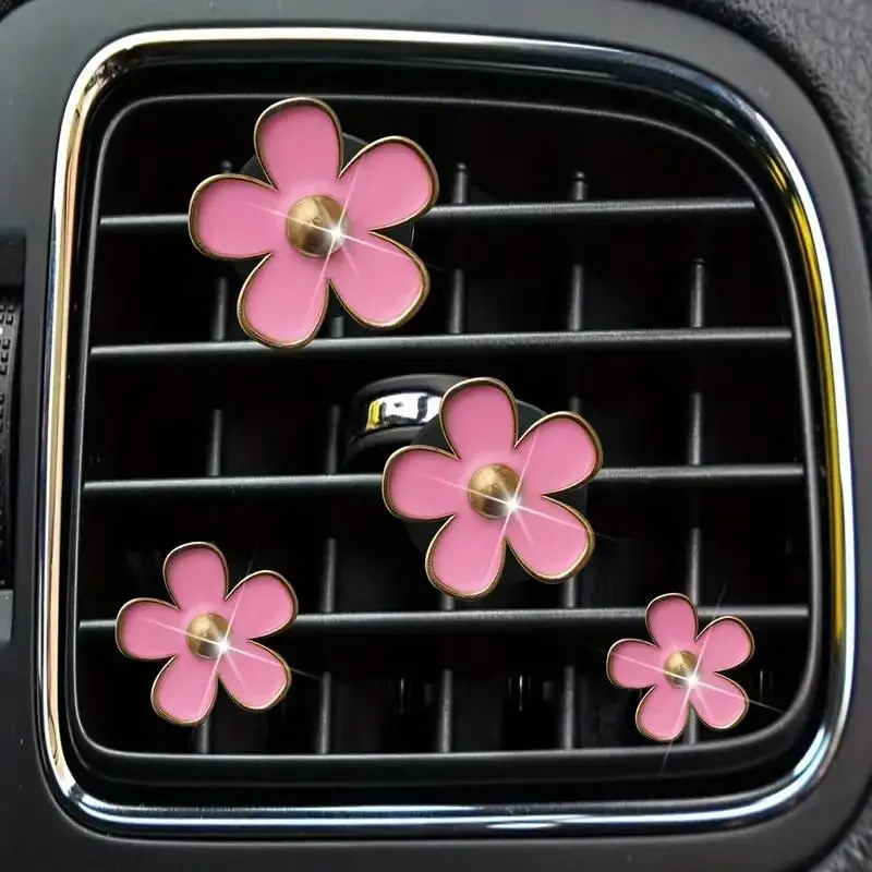 Flower Design Car Air Vent Aromatherapy Clip, Car Air Freshener Clip, Car Fragrance Set, Car Interior Decoration Accessories for Women & Girls, Car Stuff for Women, Girly Car Interior Sets