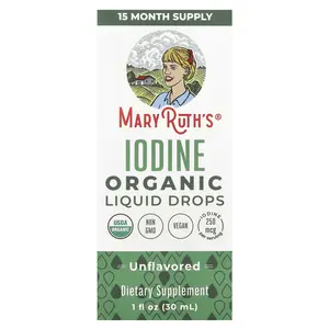 MaryRuth's Organic Iodine Liquid Drops, Unflavored, 250 mcg, 1 fl oz (30 ml)