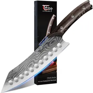 【TikTokShopSpringGlowUp】 SYOKAMI Kiritsuke knife, 8.2 Inch Chef Knife, Japanese Style High Carbon Steel, Razor Sharp for Precision Cutting, Damascus Pattern, Ergonomic Full Tang Wood Handle, Cooking Gifts for Mother's Day