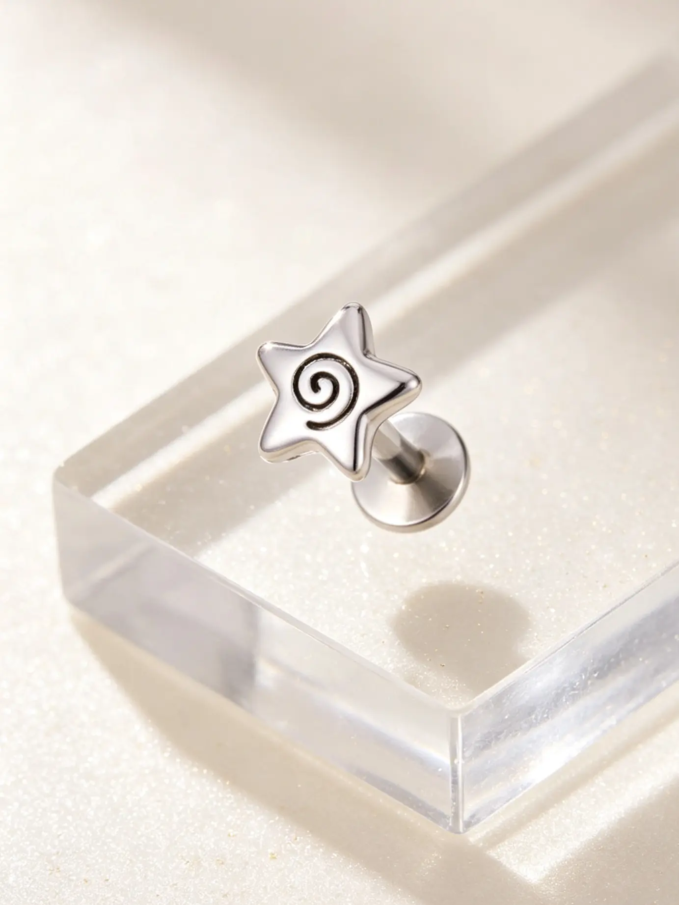 Oufer 16G Non-Tarnish Anti-Rust Stainless Steel Star Helix Cartilage Piercing Bar - 6mm Flat Back Internally Threaded Stud, Unisex Daily Tarnish-Proof Costume Jewelry Earrings for Cartilage Piercings, Anti-Tarnish
