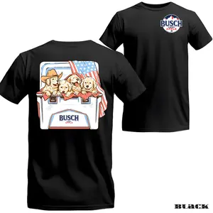 Busch Light Apple Puppies Tee, USA Patriotic Beer Shirt, Men's Outdoor Graphic T-Shirt, Two Sided 4th of July Apparel, Gift For Father's Day