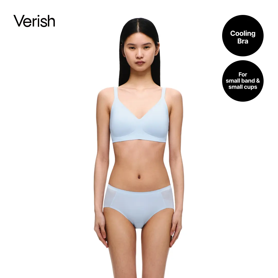 [VERISH] Ice On Airy Bra - SIZE UP RECOMMENDED - Cooling Wireless Bra for Women - Korean Aqua-X Lightweight Perforated Pad No Underwire
