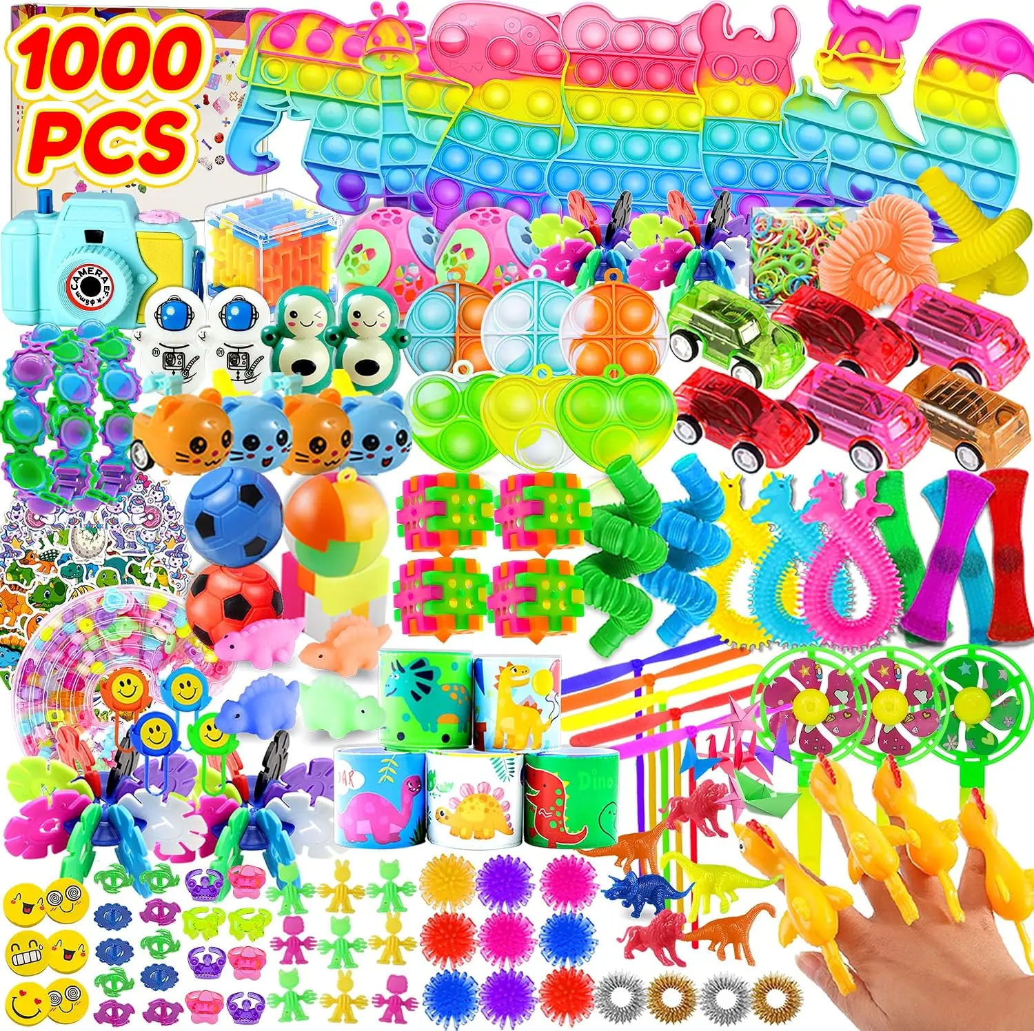 1000PCS Fidget Toys Bulk for Kids Party Favors Classroom Prizes Treasure Box Toys Goodie Bag Stuffers, Pinata Fillers Carnival Prizes, Birthday Party Favors, School Rewards, Small Toys Assortment for Boys & Girls