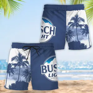 Busch Light Tropical Flag Swim Trunks, Hawaiian Shorts For Men Dad Friend, Trendy Gift For This Summer
