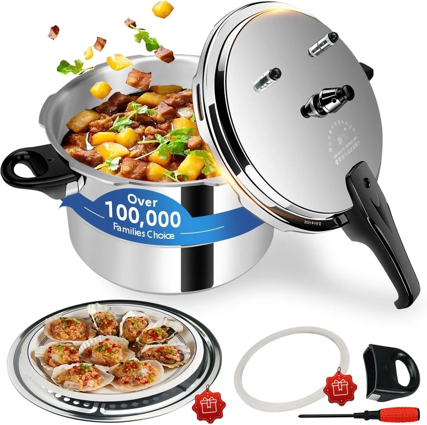 Pressure Cooker 8 qt+ Aluminum, ollas de presión para cocinar pressure cooker 8 qt All Stovetops Induction Compatible Thickened with Spring